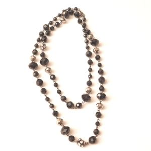 GLAM Crystals Black Ball(s) Fancy Long Necklace